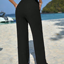 Pantalones casuales de pierna recta y cintura alta con bolsillos diagonales dobles