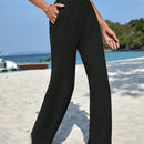 Pantalones casuales de pierna recta y cintura alta con bolsillos diagonales dobles