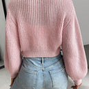 Moosta cardigan holgado de mujer con mangas farol, hombros caidos y bordado de fresa de estilo casual