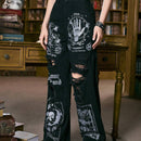 ROMWE Academia Jeans desgarro con estampado de letra