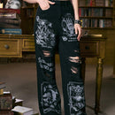 ROMWE Academia Jeans desgarro con estampado de letra