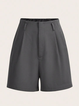 BIZwear Shorts con diseno de fruncido con bolsillo oblicuo sin cinturon ropa de trabajo