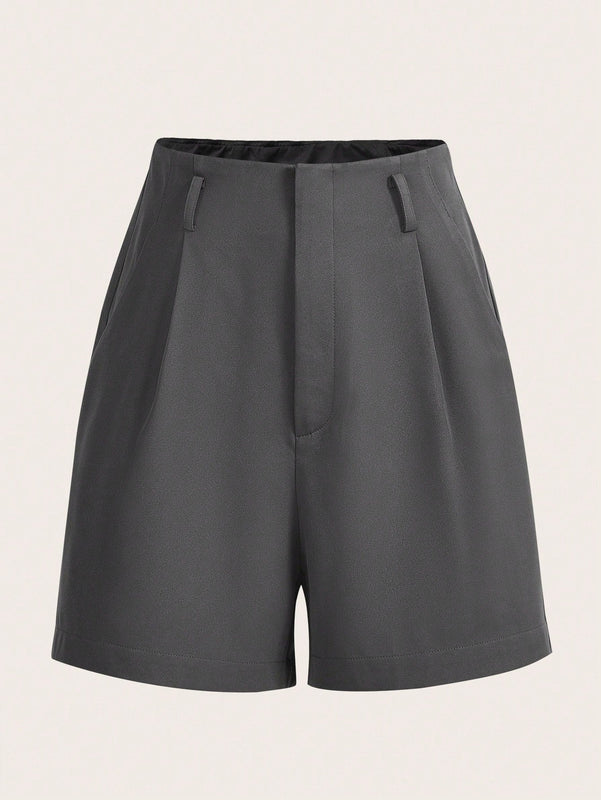 BIZwear Shorts con diseno de fruncido con bolsillo oblicuo sin cinturon ropa de trabajo