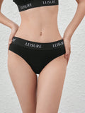 Leisure Conjunto De Sujetador Impreso En Letras Negras Para Las Mujeres, Conjunto De Lenceria