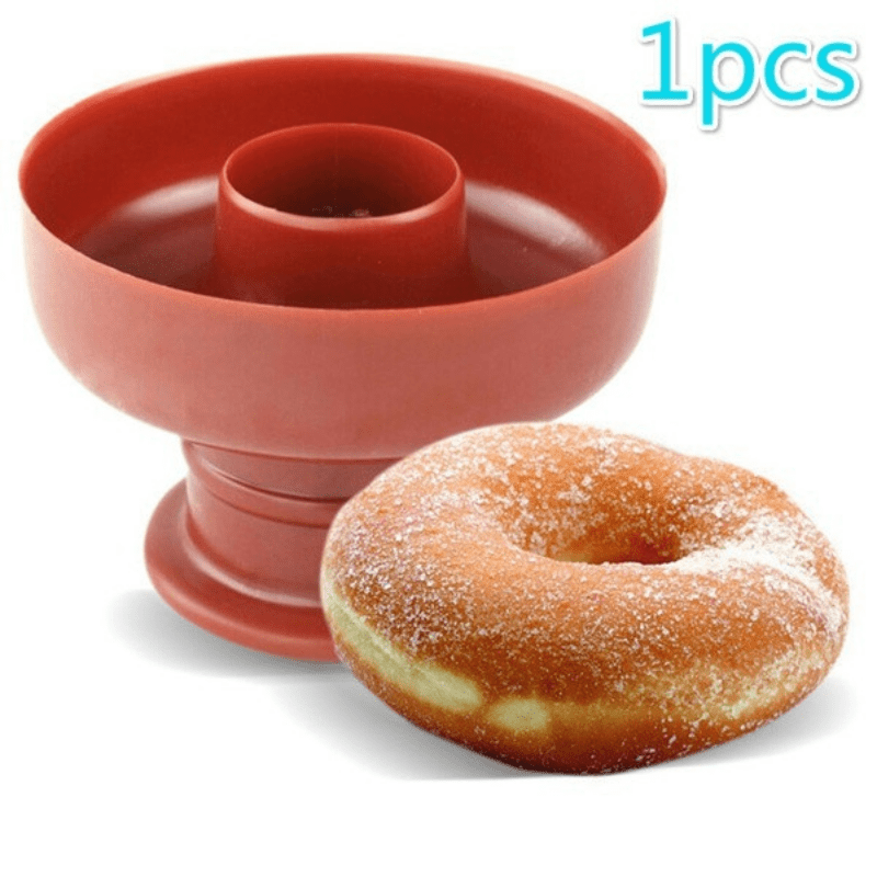 1pc Hacedor de Donas Fácil de Hacer - Molde de Dona de Plástico Rojo para Hornear y Decorar - Perfecto para Pan Casero, Postres y Más - Herramienta de Cocina Duradera y Versátil, Bandeja para Hornear Donas