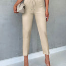 Pantalones de cintura con cordon con bolsillo oblicuo