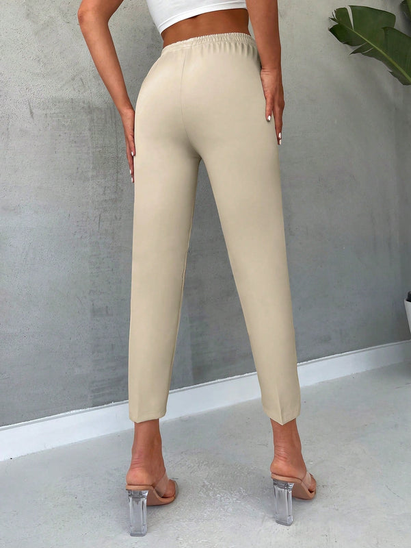 Pantalones de cintura con cordon con bolsillo oblicuo
