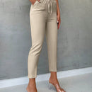Pantalones de cintura con cordon con bolsillo oblicuo