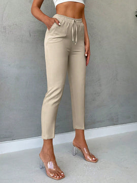 Pantalones de cintura con cordon con bolsillo oblicuo