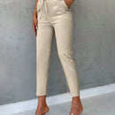 Pantalones de cintura con cordon con bolsillo oblicuo