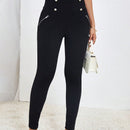 Pantalones ajustados de talle alto ultra con diseno de boton