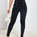 Pantalones ajustados de talle alto ultra con diseno de boton