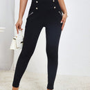 Pantalones ajustados de talle alto ultra con diseno de boton
