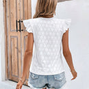 Frenchy Camiseta con bordado con ojal de manga mariposa