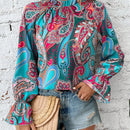 LUNE Blusa con estampado de paisley de manga con volante