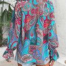 LUNE Blusa con estampado de paisley de manga con volante
