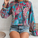 LUNE Blusa con estampado de paisley de manga con volante