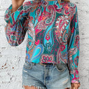LUNE Blusa con estampado de paisley de manga con volante