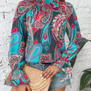 LUNE Blusa con estampado de paisley de manga con volante