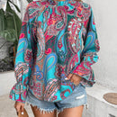 LUNE Blusa con estampado de paisley de manga con volante
