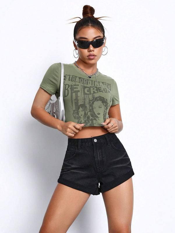 EZwear Shorts en mezclilla bajo de doblez