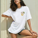 Camiseta amplia jugo con con estampado de letra de hombros caidos