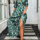 VCAY Vestido con estampado de manga farol de muslo con abertura