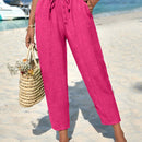 Pantalones de cintura con cordon con bolsillo oblicuo