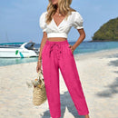 Pantalones de cintura con cordon con bolsillo oblicuo