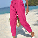Pantalones de cintura con cordon con bolsillo oblicuo