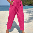Pantalones de cintura con cordon con bolsillo oblicuo