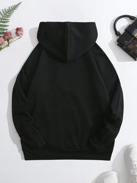 Ezwear sudadera con capucha termica con bolsillo de canguro con cordon, grafico de eslogan "free hugs just kidding don't touch me"