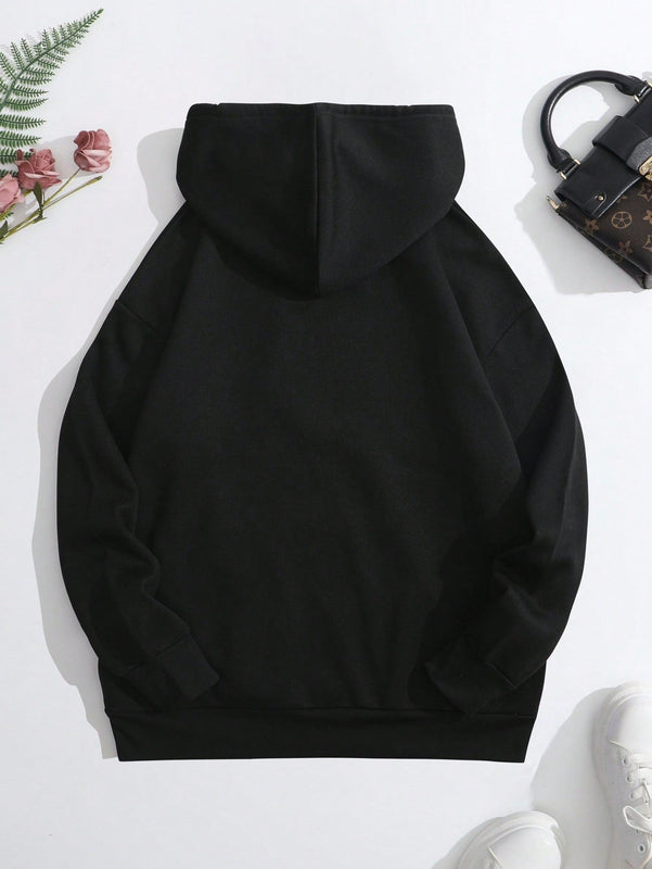Ezwear sudadera con capucha termica con bolsillo de canguro con cordon, grafico de eslogan "free hugs just kidding don't touch me"