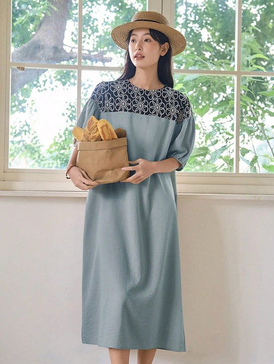 DAZY Vestido con estampado floral de manga farol