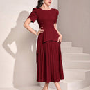 Modely Vestido de manga farol bajo fruncido