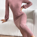 Frenchy Vestido ajustado cuello alto de manga farol sin cinturon