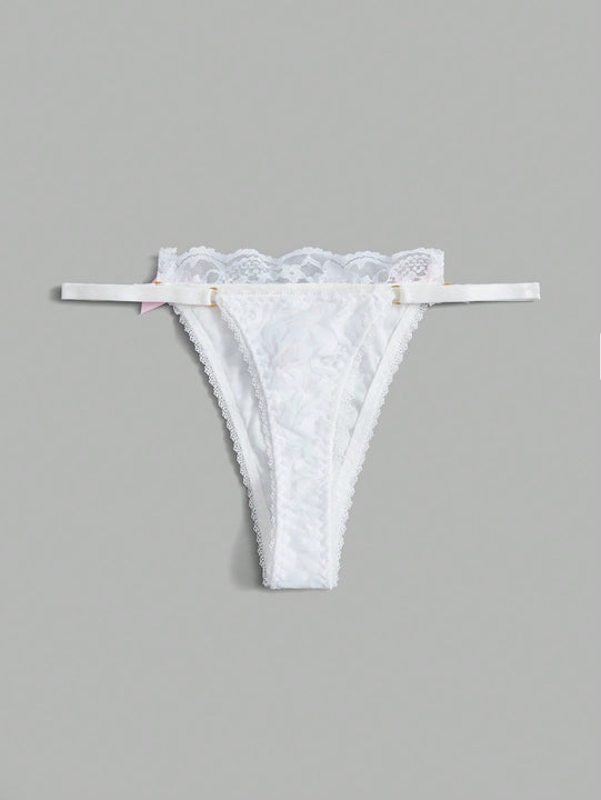 ROMWE Kawaii Tanga con estampado de oveja con diseno de lazo