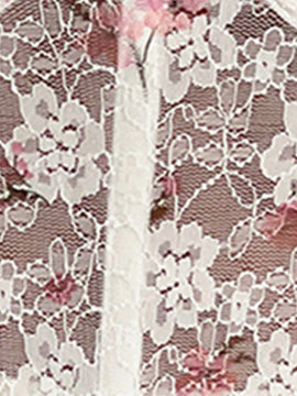 Frenchy Blusa con bordado floral de manga farol crop con encaje