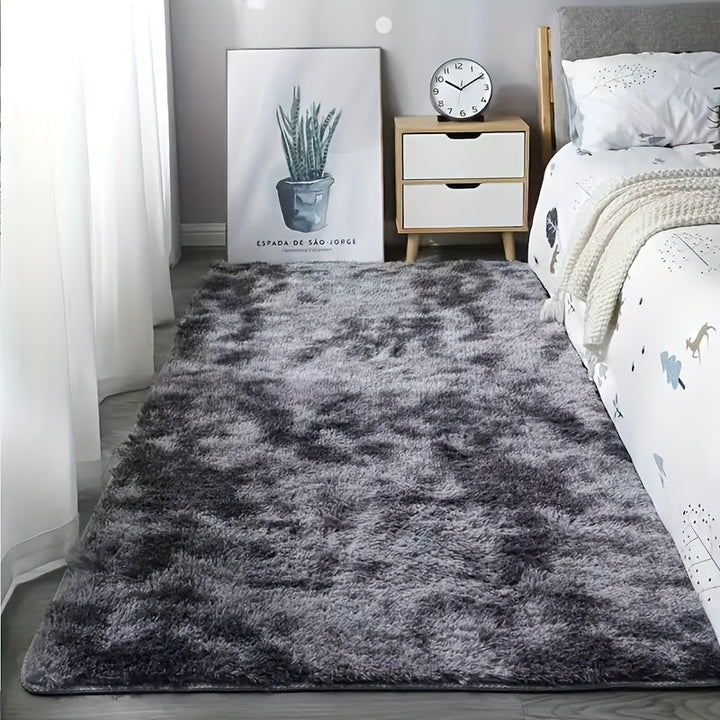 1pc Alfombra de Área Ultra-Suave y Peluda con Base Antideslizante - Poliéster Gris Claro Acogedor, Lavable a Mano, Alfombra de Peluche Rectangular para Decoración de Dormitorio y Sala de Estar, Alfombras para Sala de Estar