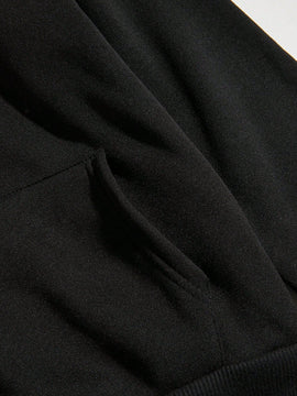 Ezwear capucha con estampado de slogan con bolsillo de canguro con cordon con forro termico