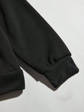 Ezwear capucha con estampado de slogan con bolsillo de canguro con cordon con forro termico
