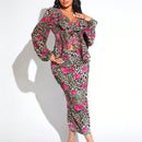 SXY Blusas de Mujer Volante Particion Floral Estampado de Leopardo Bohemio