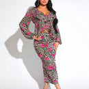 SXY Blusas de Mujer Volante Particion Floral Estampado de Leopardo Bohemio