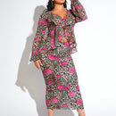 SXY Blusas de Mujer Volante Particion Floral Estampado de Leopardo Bohemio