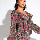SXY Blusas de Mujer Volante Particion Floral Estampado de Leopardo Bohemio