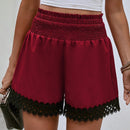 Shorts ribete con encaje de cintura elastica