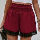 VCAY Shorts ribete con encaje de cintura elastica