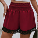 VCAY Shorts ribete con encaje de cintura elastica