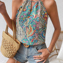 Blusas de Mujer Abertura Paisley Bohemio
