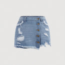 ICON Skort mezclilla con boton desgarro bajo crudo